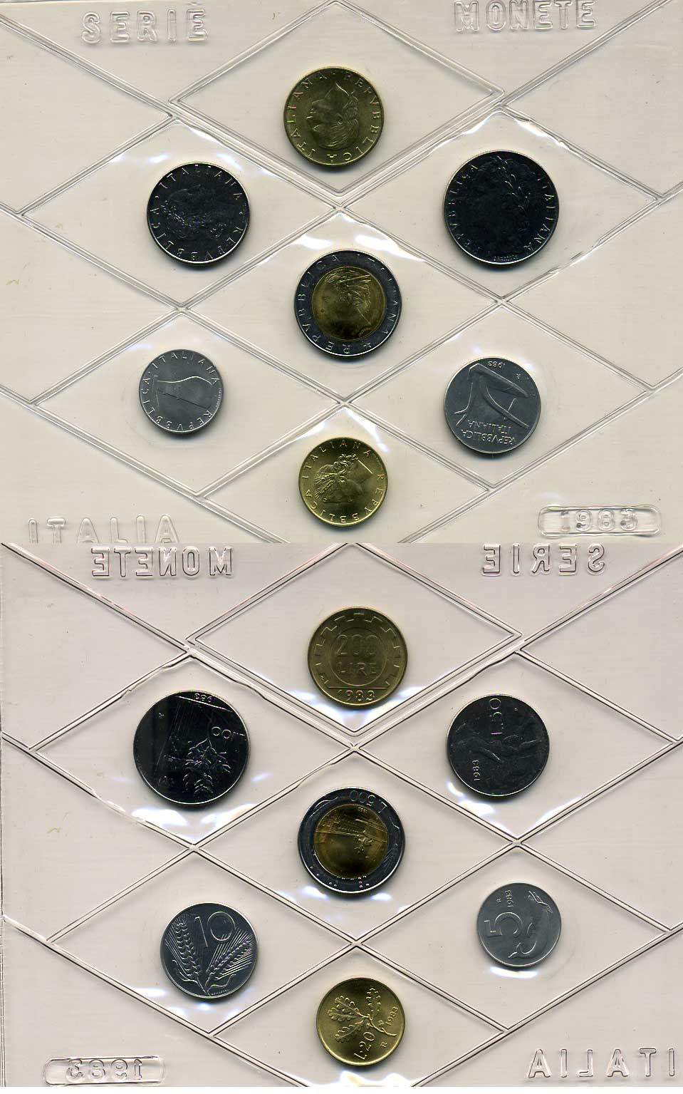 Италия госнабор из 7 монет 1983 биметалл UNC 7-5-1-31