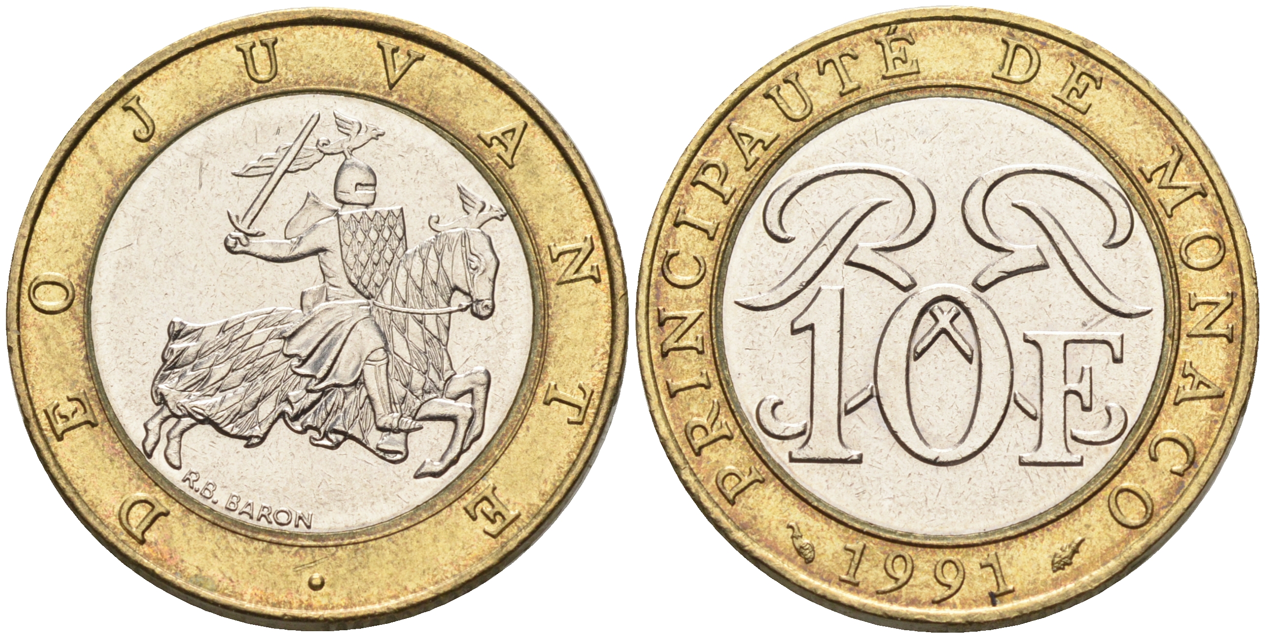 Монако 10 франков 1995 Ренье III (1949-2005) KM 163 биметалл  4142-112