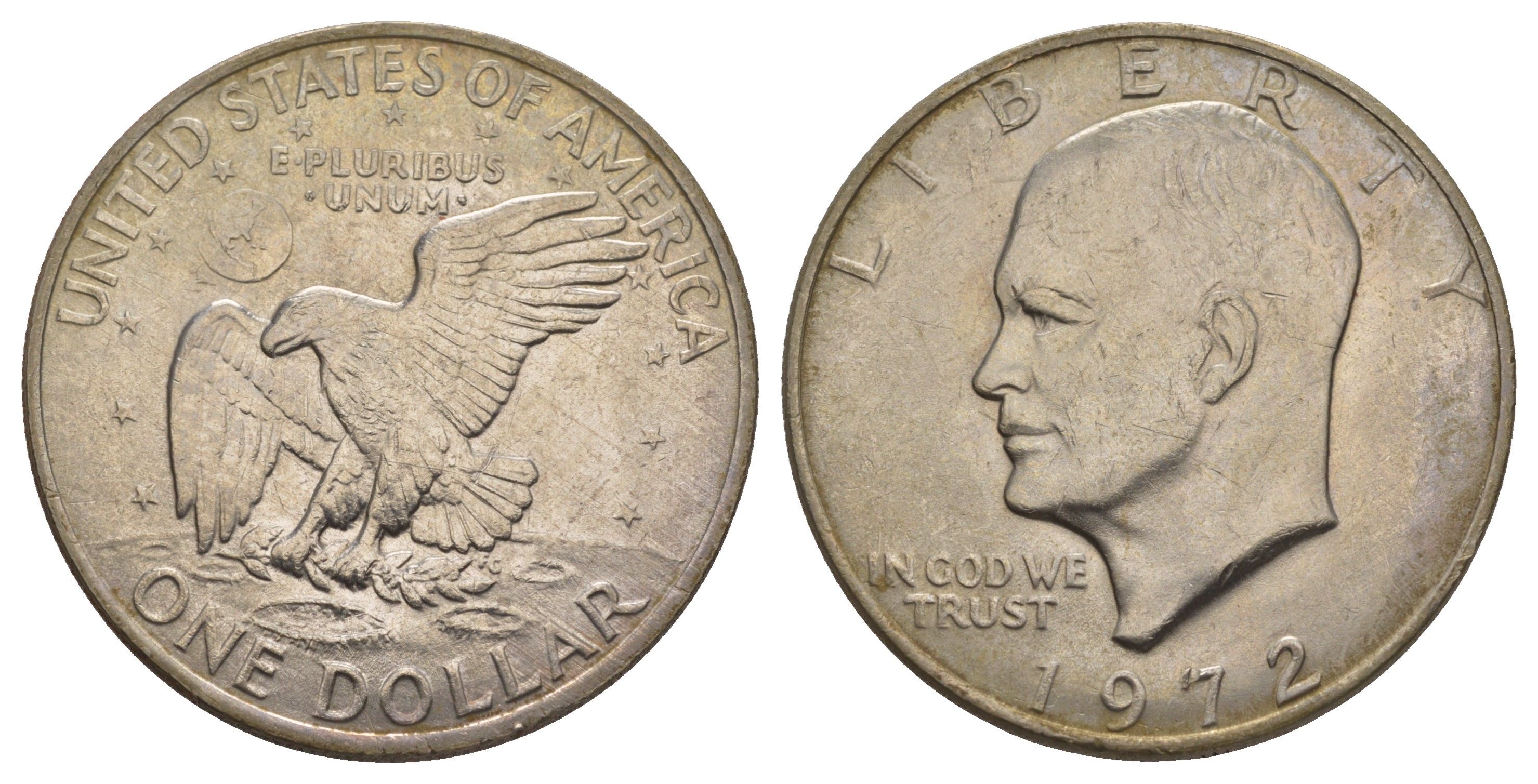 США 1 доллар 1972 Президент Эйзенхауэр, лунный орел KM 203 медь плакированная медно-никлем aUNC 4537-725