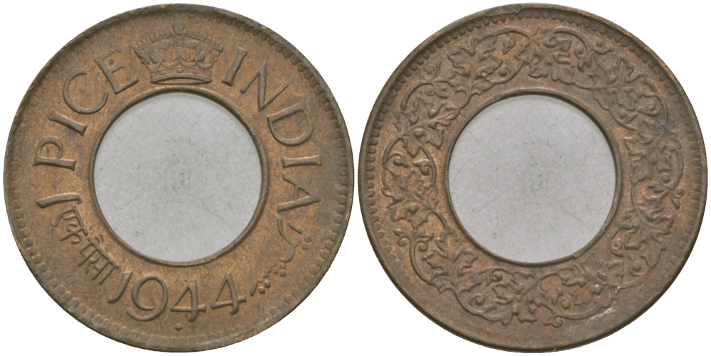 Британская Индия 1 пайс 1944 Георг VI (1936-1952) KM 533 бронза 33-1122