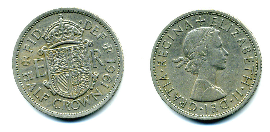 Великобритания 1/2 кроны 1961 Елизавета II (1952-2022) KM 907, Spink 4145 медно-никель 89-1231