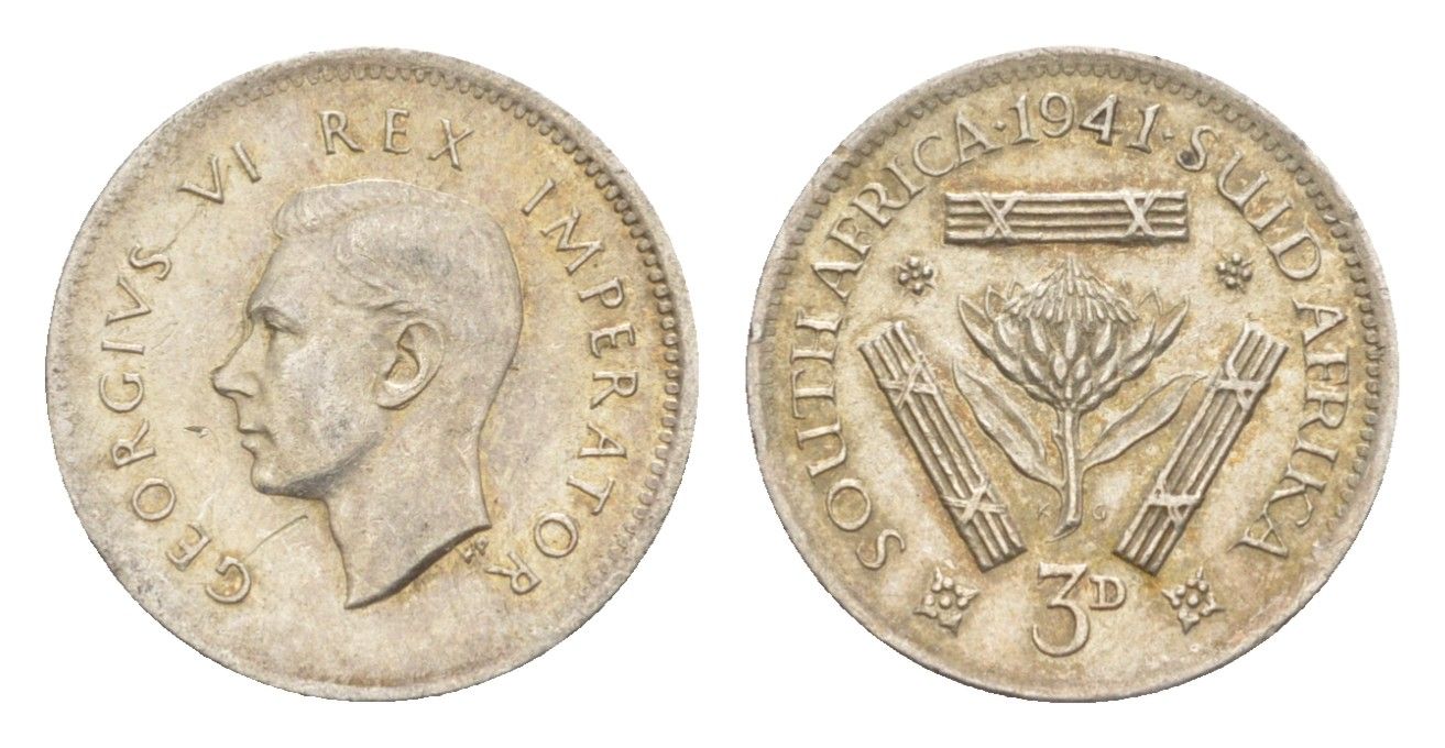 ЮАР 3 пенса 1941 KM 26 серебро 4636-322