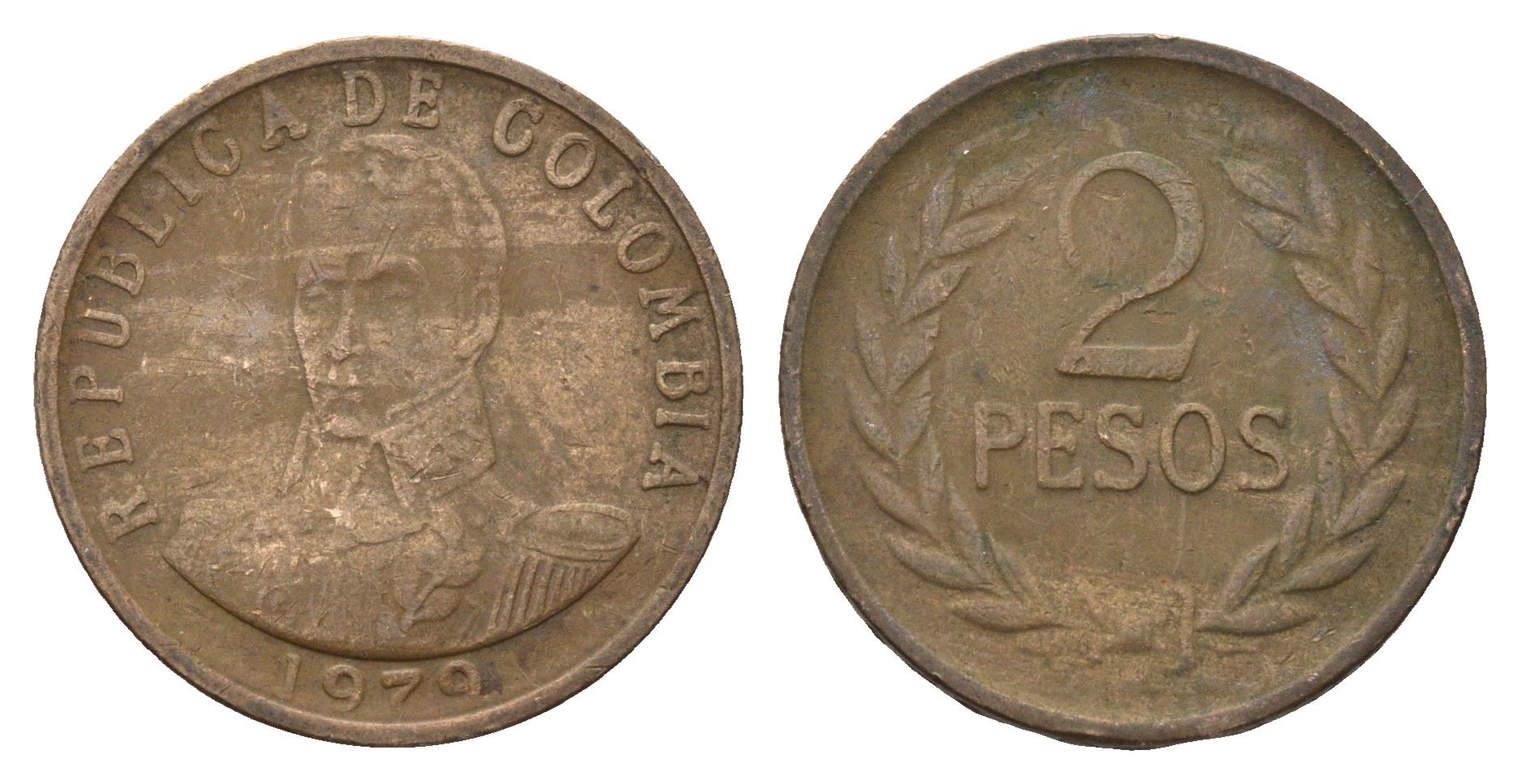 Колумбия 2 песо 1979 Симон Боливар KM 263 бронза 4698-736