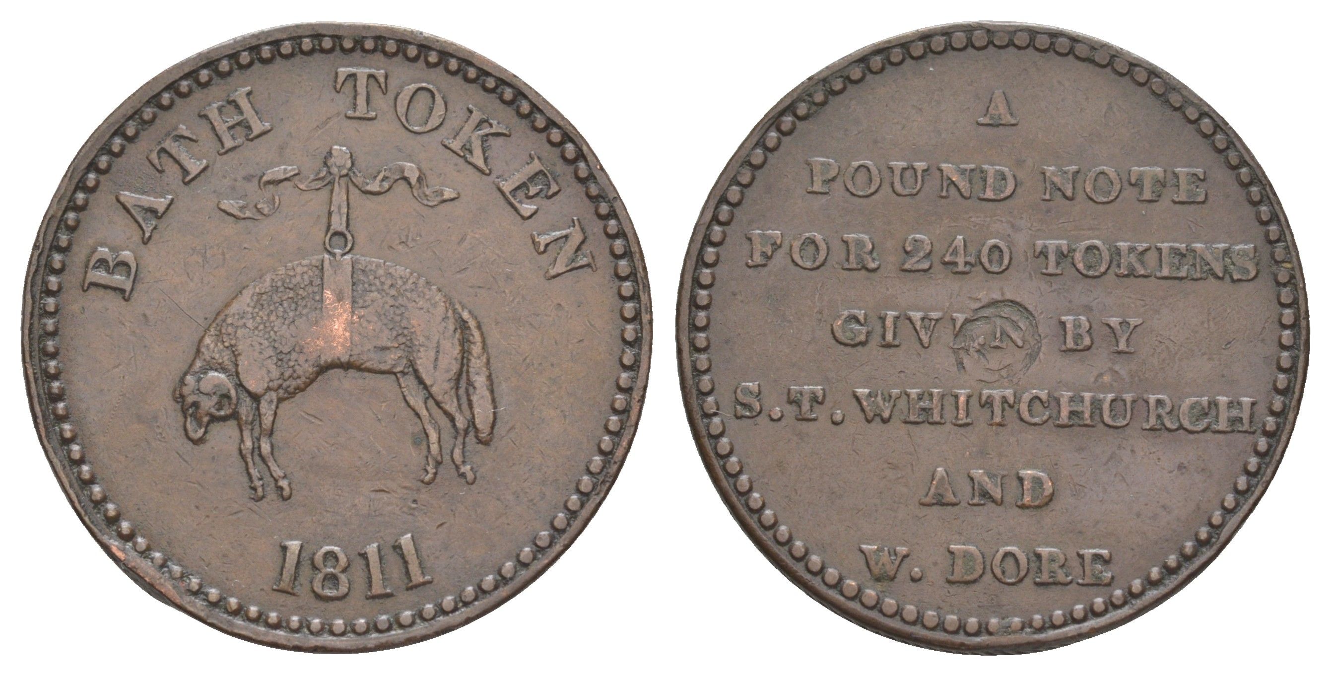 Великобритания, Бат 1 пенни 1811 Сэмюэл Т. Уитчерч и Уильям Withers 19 медь 3711-511