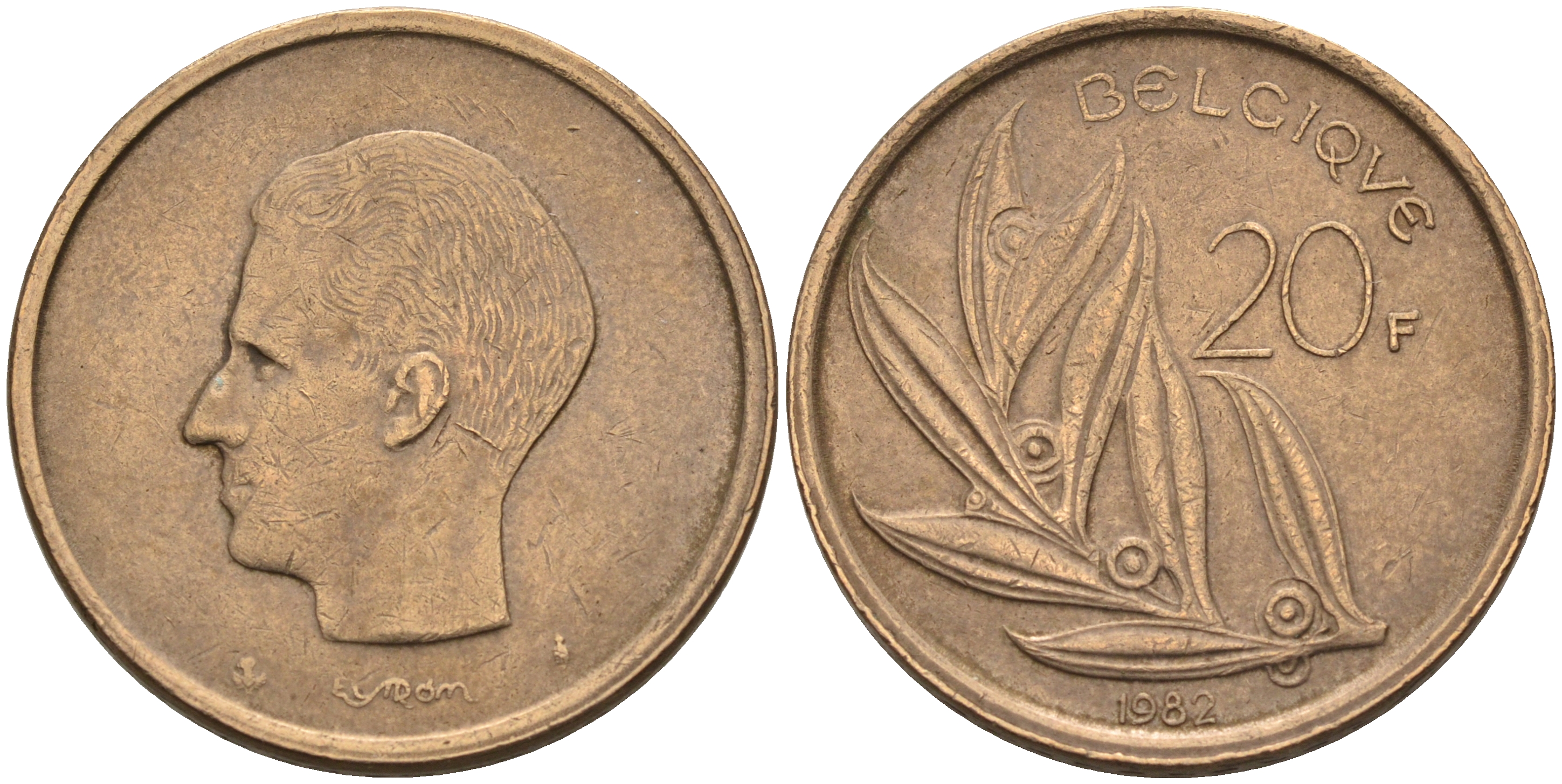 Бельгия 20 франков 1982 Belgique KM 159 никель бронза    4595-1033