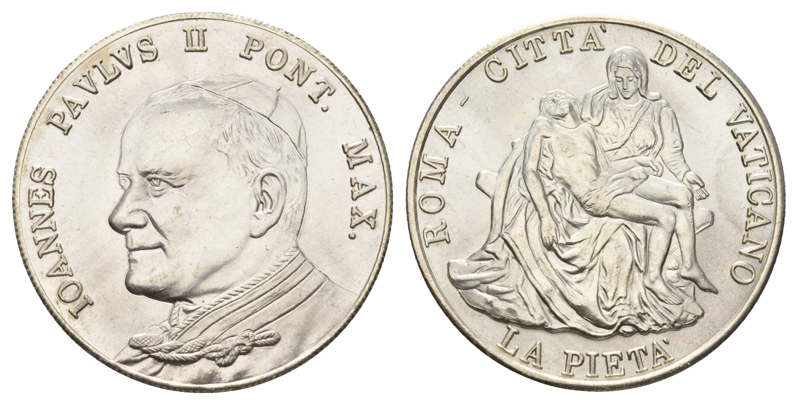 Ватикан медаль в честь избрание папой римским Иоанна Павла II ND (1978) Иоанн Павел II, Пьета Микеланджело, диаметр 35 мм, вес 15,7 гр медно-никель плакированный серебро 4667-1244