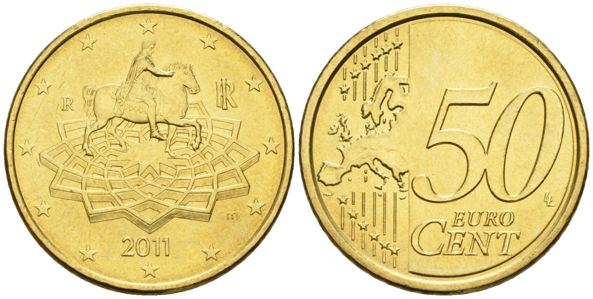 Италия 50 евроцентов 2011 KM 215 нордик UNC 4148-642