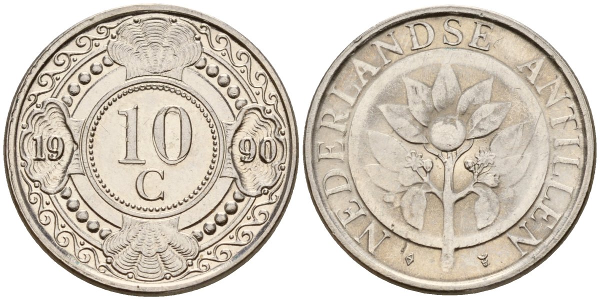 Нидерландские Антилы 10 центов 1990 Беатрикс (1980-2013) KM 34 никелированная сталь 4174-764