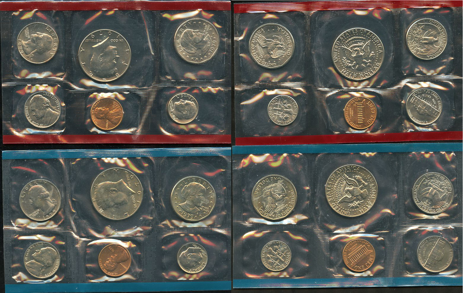 США официальные наборы из 12 монет 1979 D, P, Джон Кеннеди, Сьюзен Энтони KM MS 140   UNC  8-2-03-29