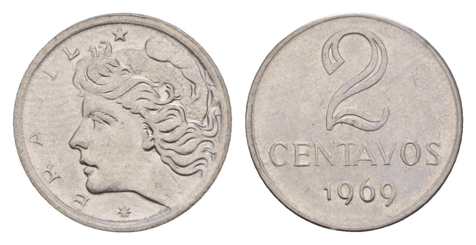 Бразилия 2 сентаво 1969 KM 576.2 нержавеющая сталь UNC 4655-1055