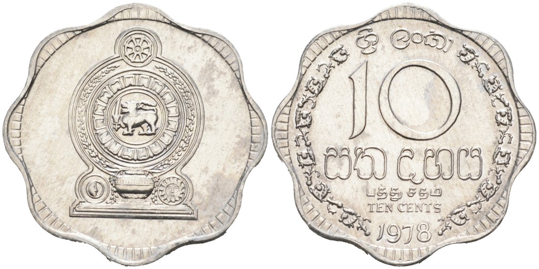Шри-Ланка 10 центов 1978 KM 140 a алюминий 84-227