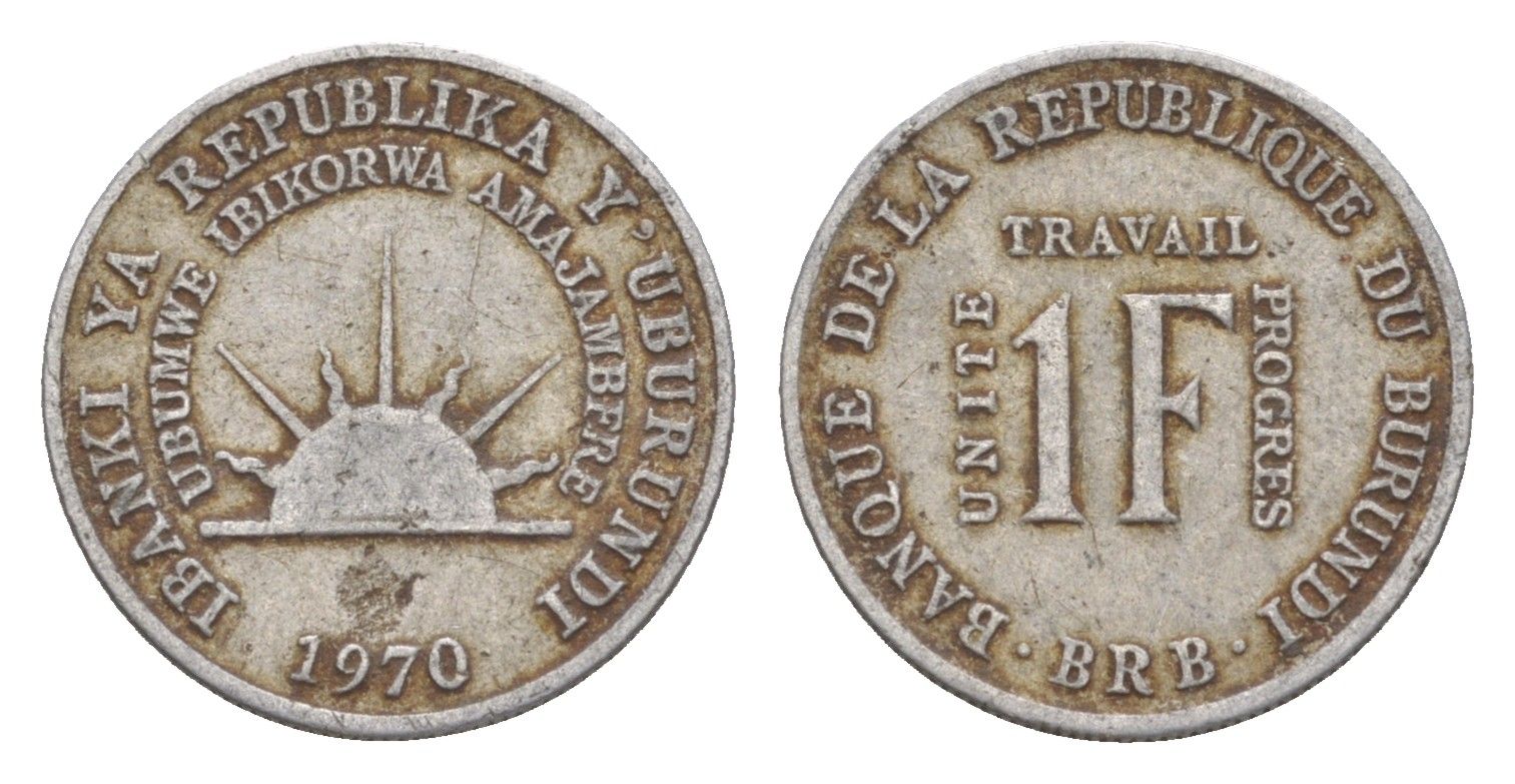 Бурунди 1 франк 1970 KM 18 алюминий 4647-1217