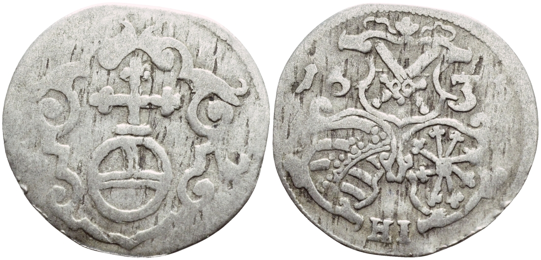 САКСОНИЯ 3 ПФЕННИГА 1631 HI KM 385 серебро 4044-1112