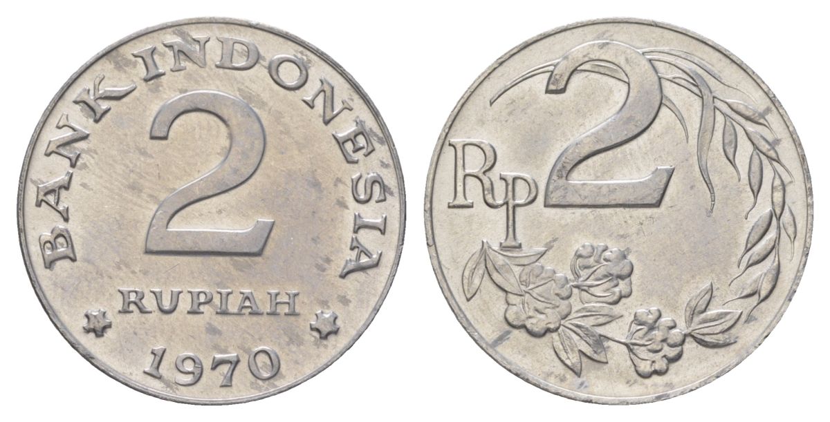 Индонезия 2 рупии 1970 KM 21 алюминий UNC 4624-952