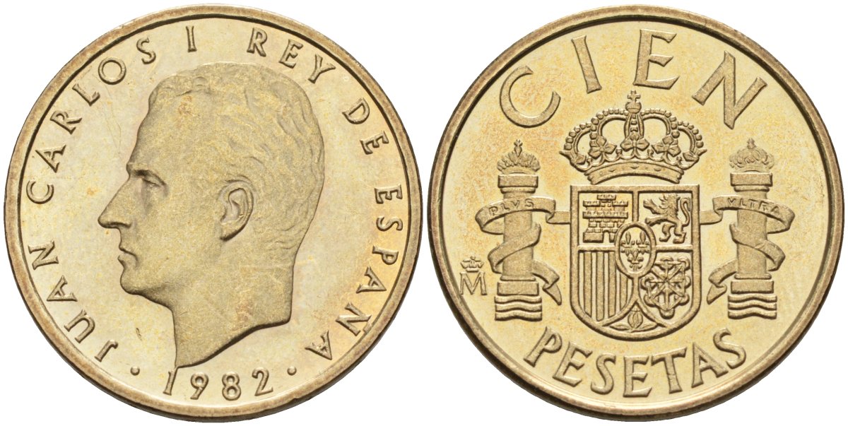 Испания 100 песет 1982 Хуан Карлос I (1975-2001) KM 826 алюминиевая бронза 4583-934