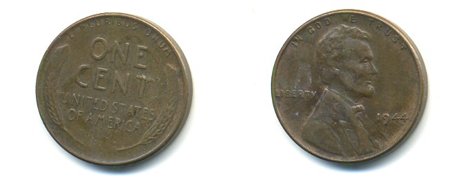 США 1 ЦЕНТ 1944 ЛИНКОЛЬН KM А132 медь цинк 76-151