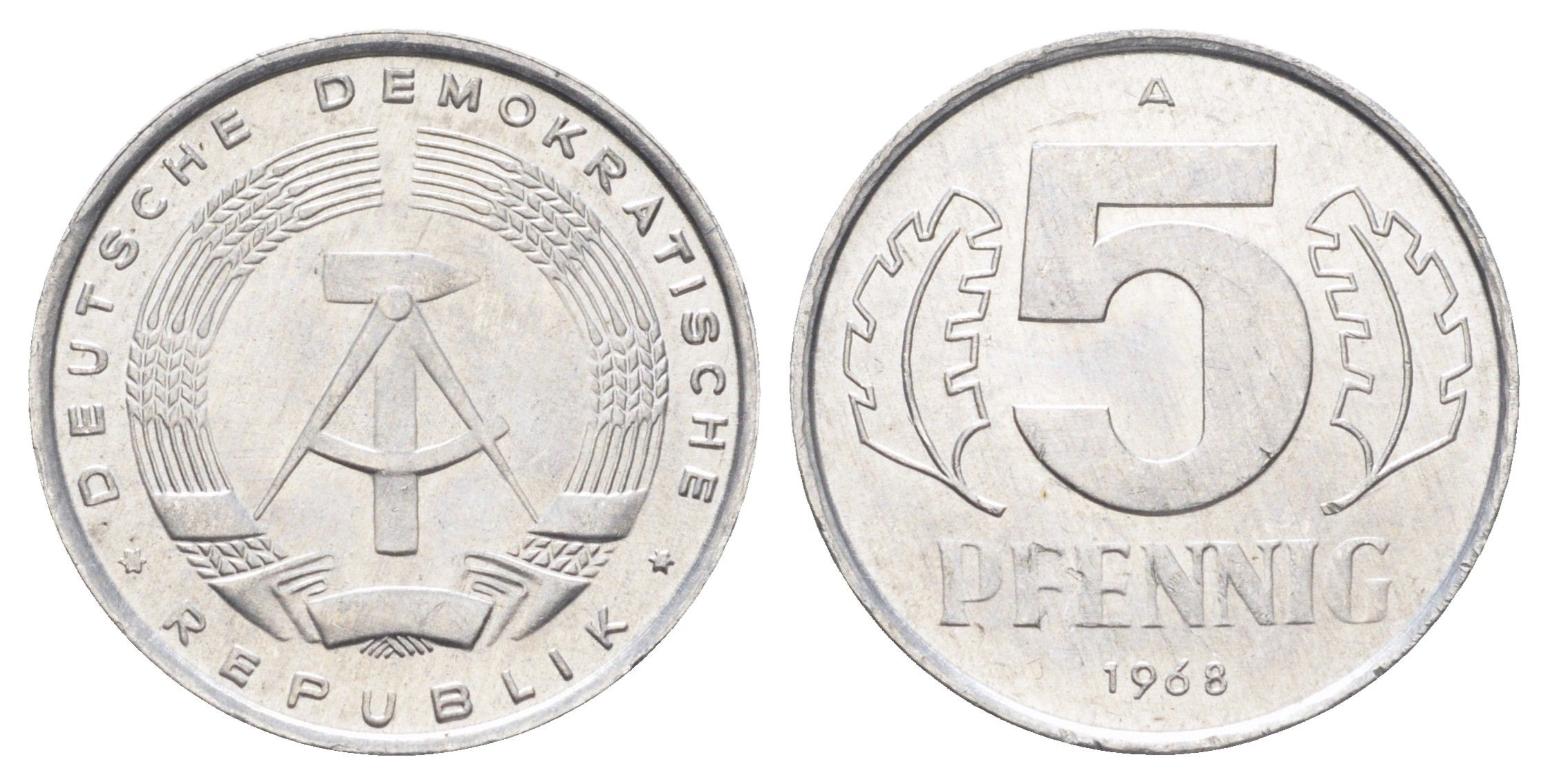 ГДР 5 пфеннигов 1968 A KM 9.1 алюминий 4697-616