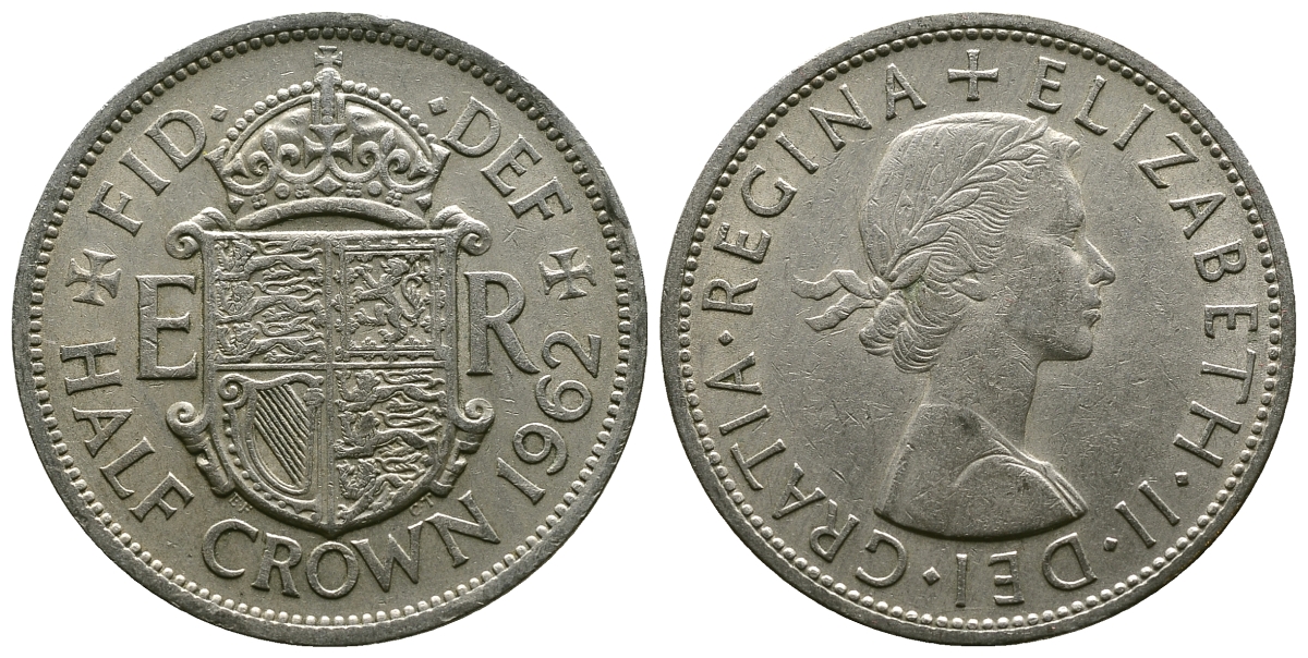 Великобритания 1/2 кроны 1962 Елизавета II (1952-2022) KM 907, Spink 4145 медно-никель 4381-1016