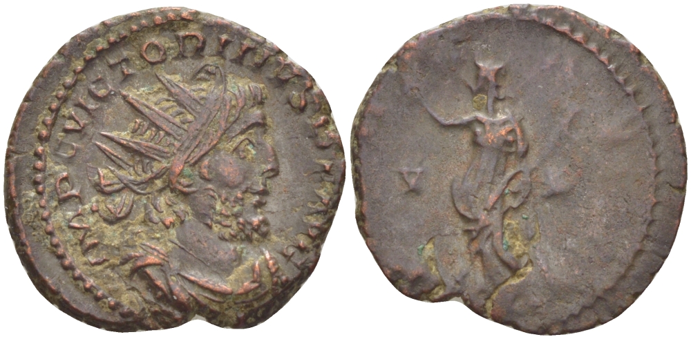Римская Империя (императоры в Галлии) антониниан 269 Викторин. PAX AVG, Пация, персонификация Мира, Августа Треверов, Good Very fine RIC 117 биллон 1073-14-94