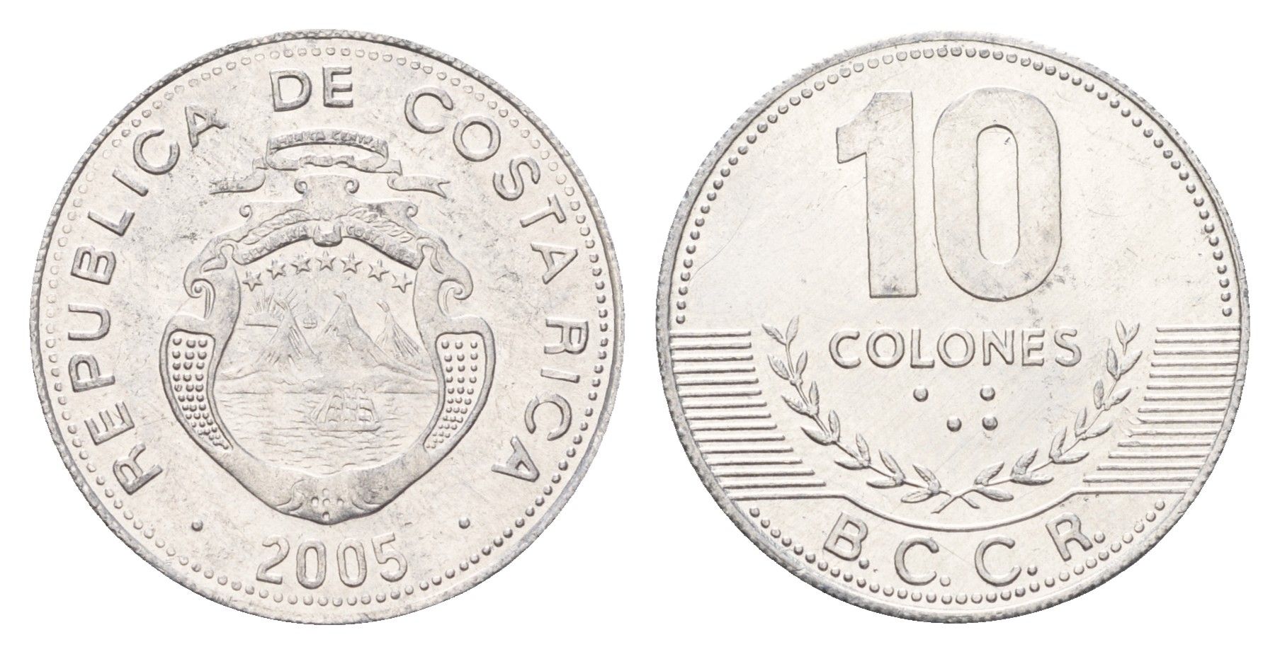 Коста-Рика 10 колонов 2005 KM 228b алюминий UNC 183-1032