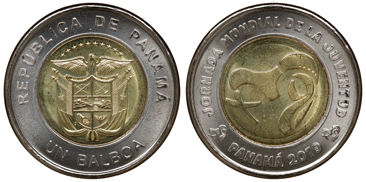 Панама 1 бальбоа 2019 Всемирный день молодежи KM NEW биметалл UNC M52-12