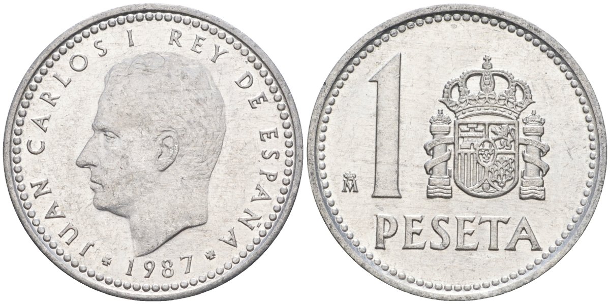Испания 1 песета 1987 M, Хуан Карлос I (1975-2014) KM 821 алюминий 4402-817