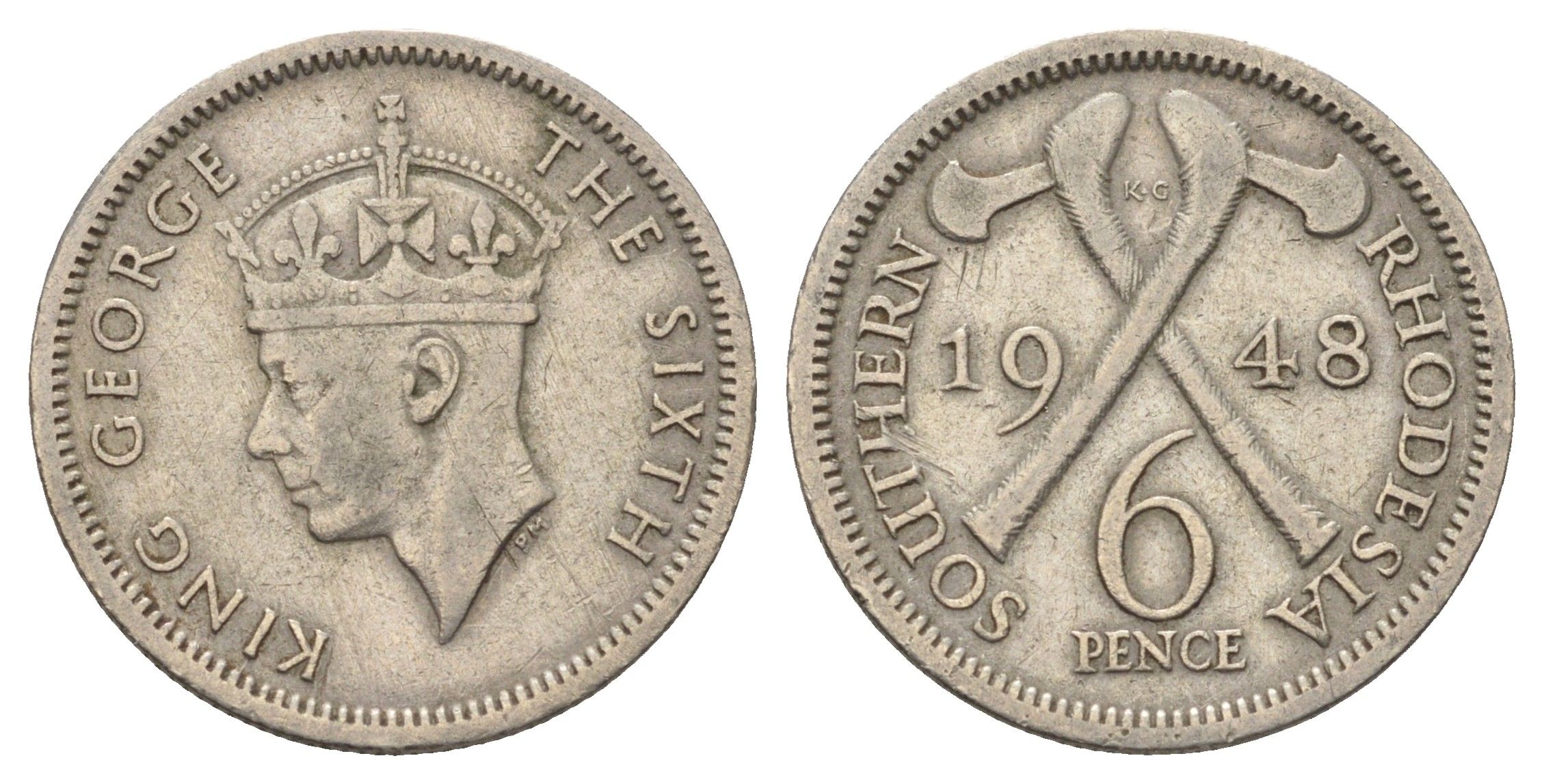 Южная Родезия 6 пенсов 1948 Георг VI (1936-1952) KM 21 медно-никель 4392-246