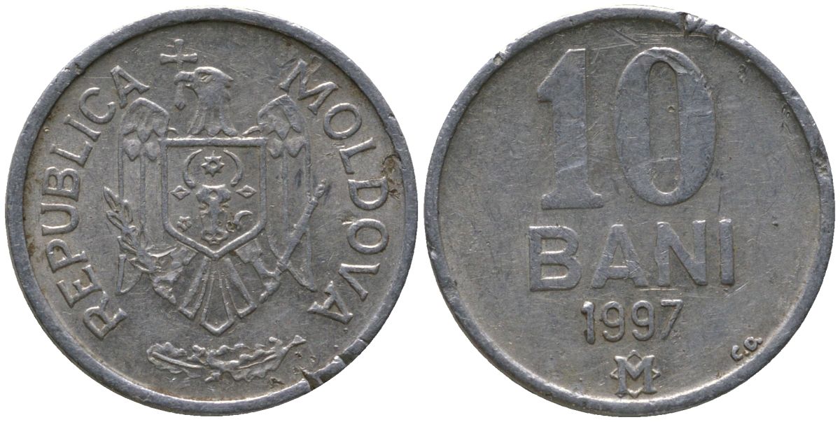 Молдавия 10 бани 1997 KM 7 алюминий 4549-714