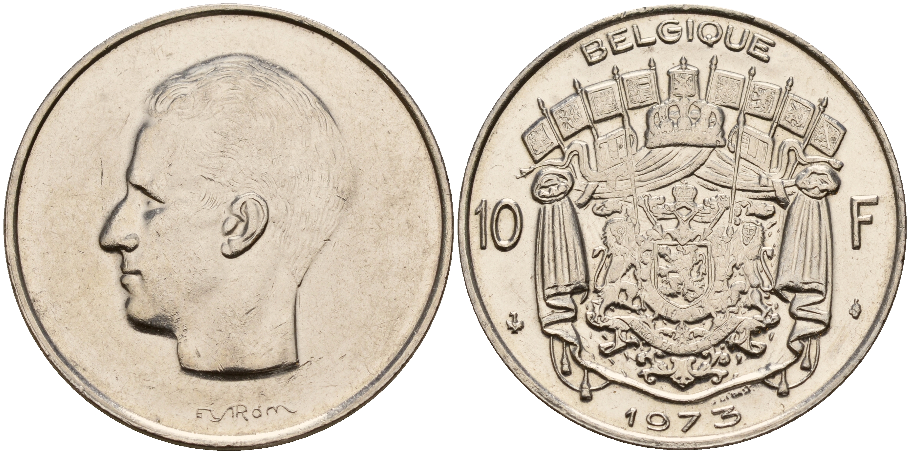 Бельгия 10 франков 1973 Belgique, Бодуэн I (1951-1993) KM 155.1 никель  4187-447