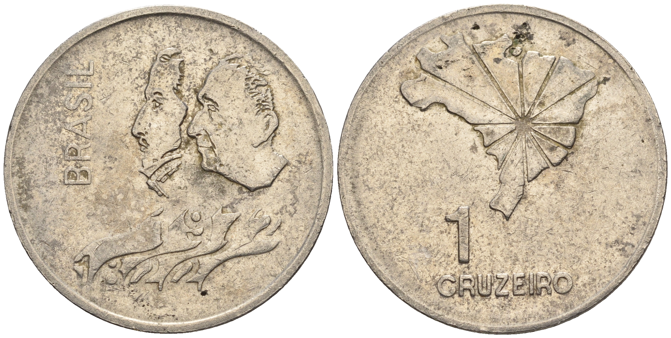 Бразилия 1 крузейро 1972 150 лет независимости KM 582 никель 87-524