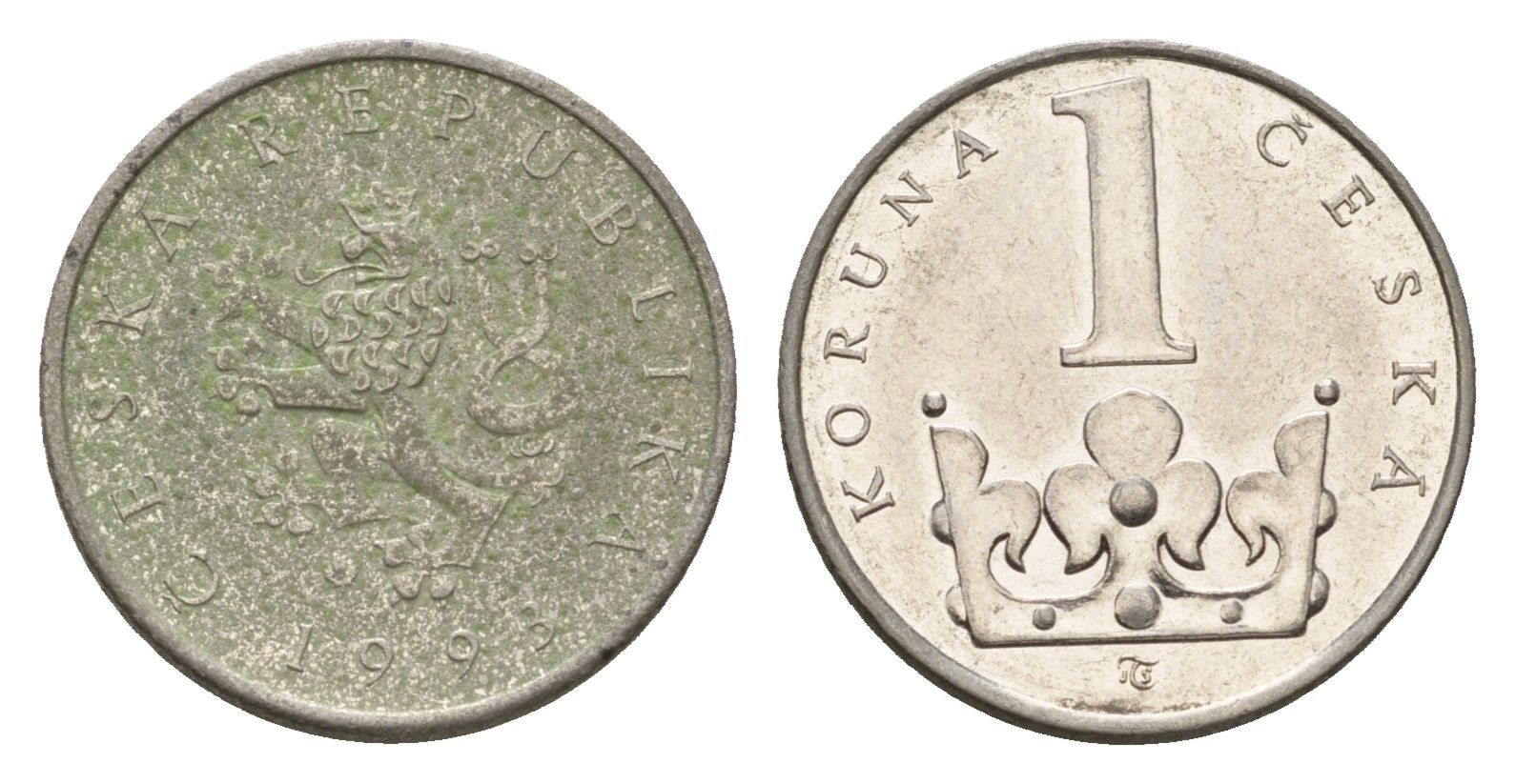 Чехия 1 крона 1993 KM 7 сталь плакированная никелем 192-632