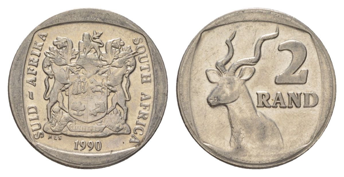 ЮАР 2 ранда 1990 KM 139 медь плакированная никелем 4626-1057