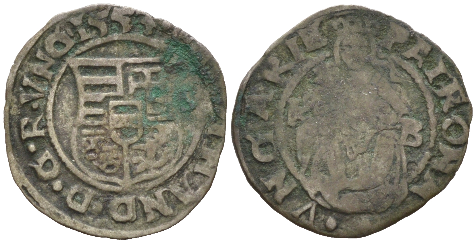 Венгрия 1 денар 1557 К-В, Фердинанд I (1526-1564), мадонна с младенцем серебро 4575-112