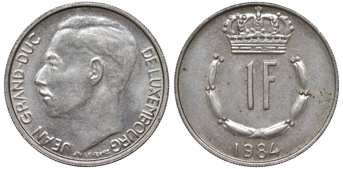 Люксембург 1 франк 1984 KM 55 медно-никель 4143-131