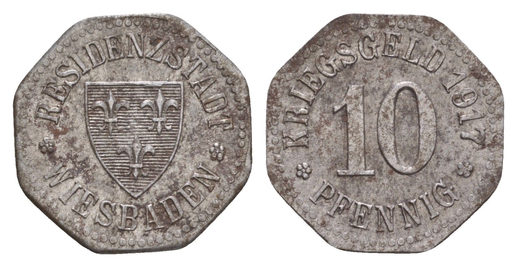 Висбаден 10 пфеннигов 1917 Funck 601.1, Men18 34104.1 железо 4659-256