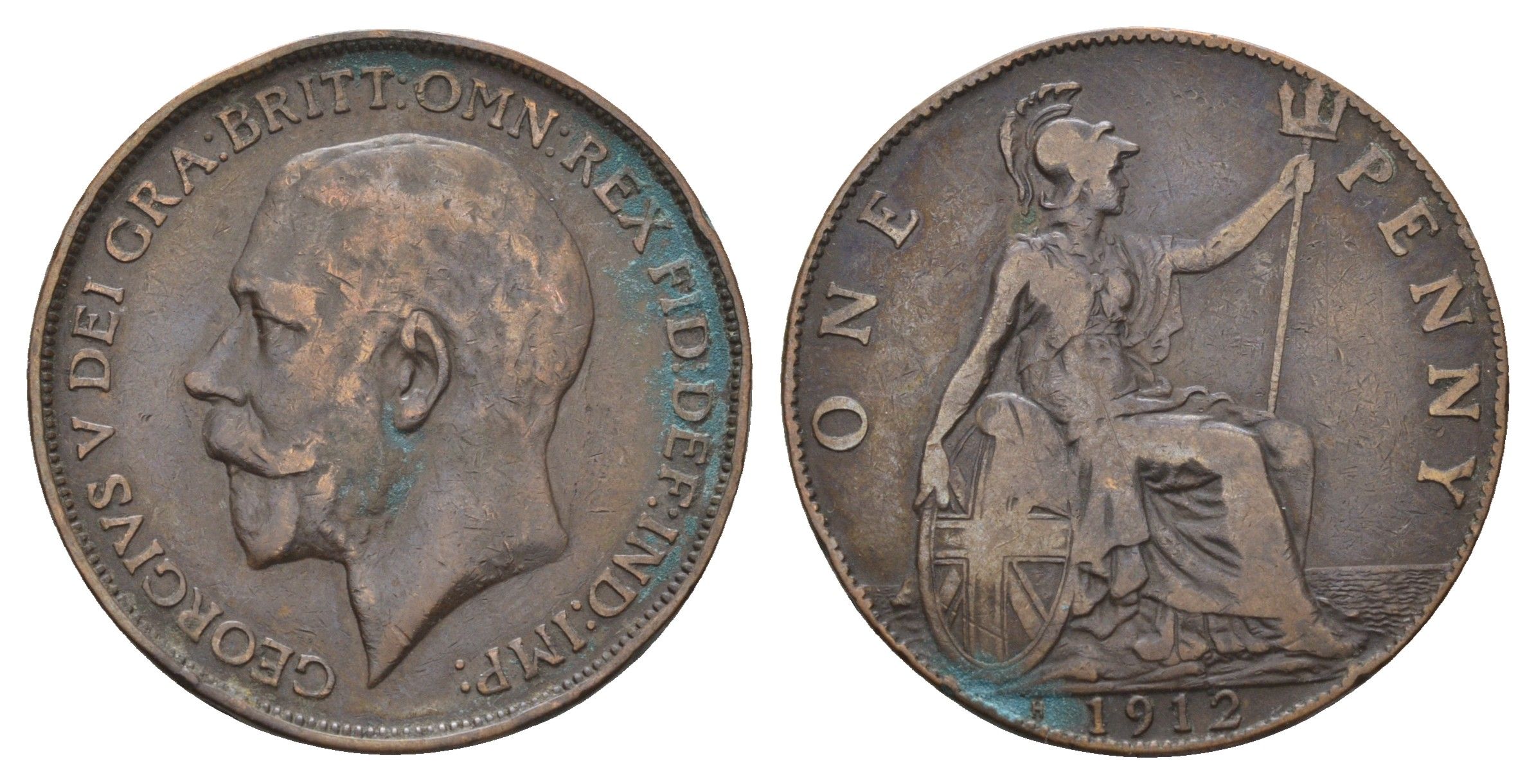 Великобритания 1 пенни 1912 Н, Георг V (1910-1936) KM 810, Spink 4052 бронза 4692-645