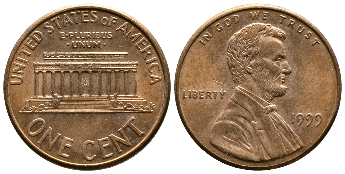 США 1 цент 1999 Авраам Линкольн KM 201b цинк плакированный медью 72-1421