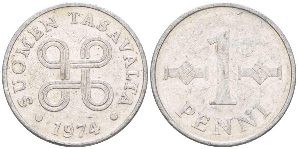 ФИНЛЯНДИЯ 1 ПЕННИ 1974 КМ 44a алюминий 3309-265