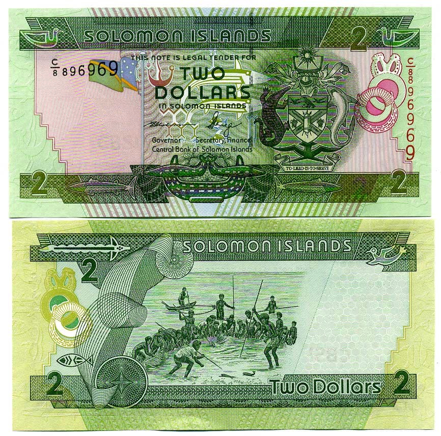 Соломоновы острова 2 доллара 2011  Pick 25 (2) бумага UNC (пресс) 449-12-2