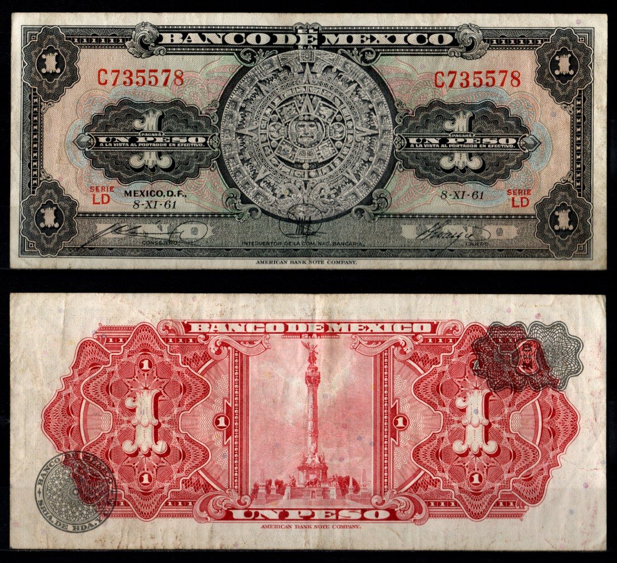 Мексика 1 песо 1961 Pick 59 h бумага 7198-9-4-1