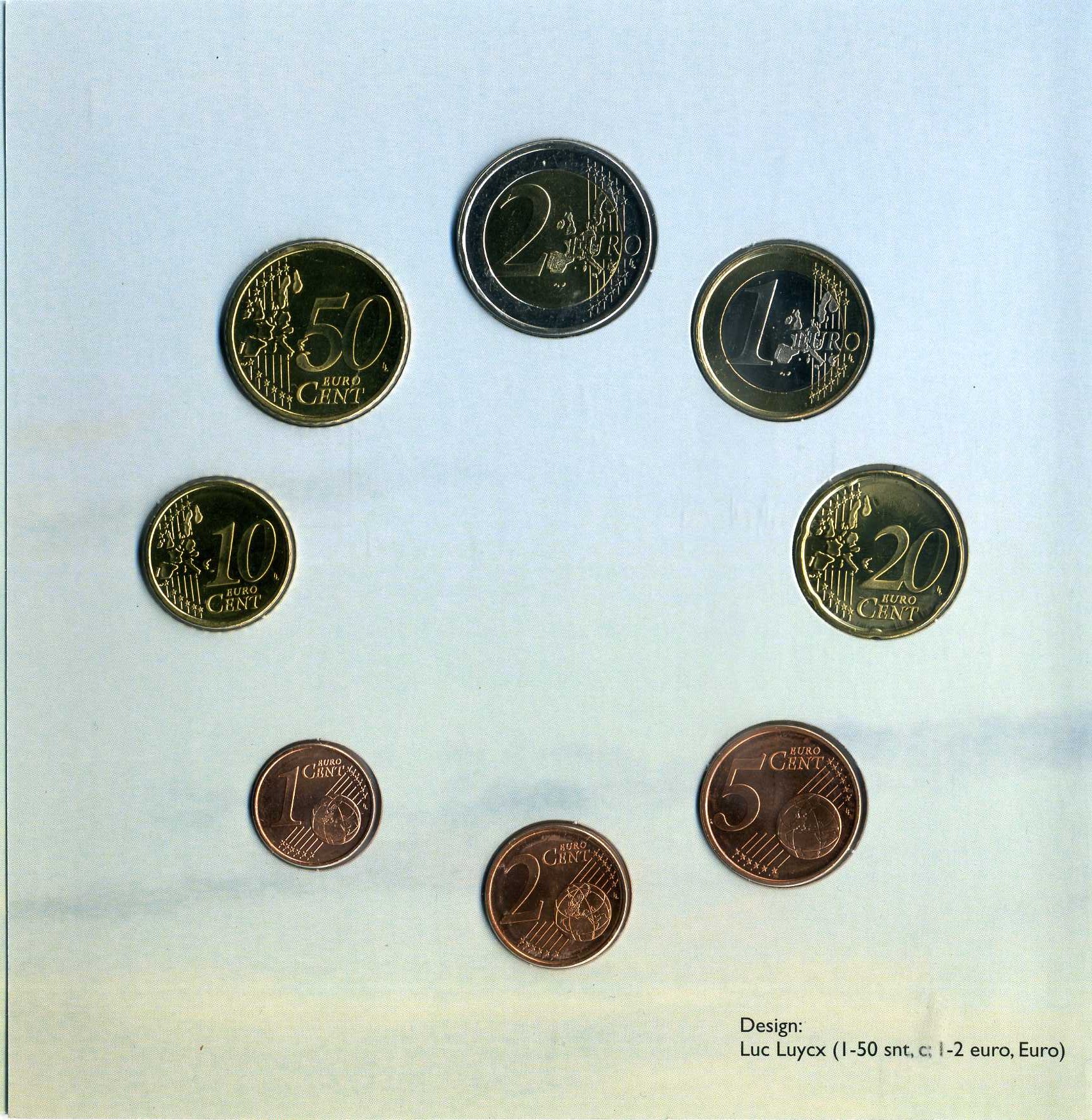 Финляндия набор из трех евронаборов по 8 монет в каждом 1999, 2000, 2001 официальный набор в оригинальном буклете  биметалл  UNC  5-6-1-14