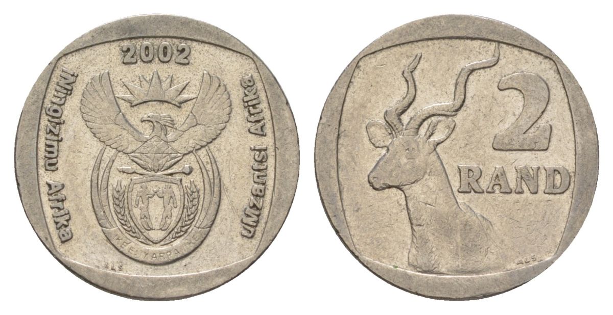 ЮАР 2 ранда 2002 KM 273 медь плакированная никелем 4626-1222