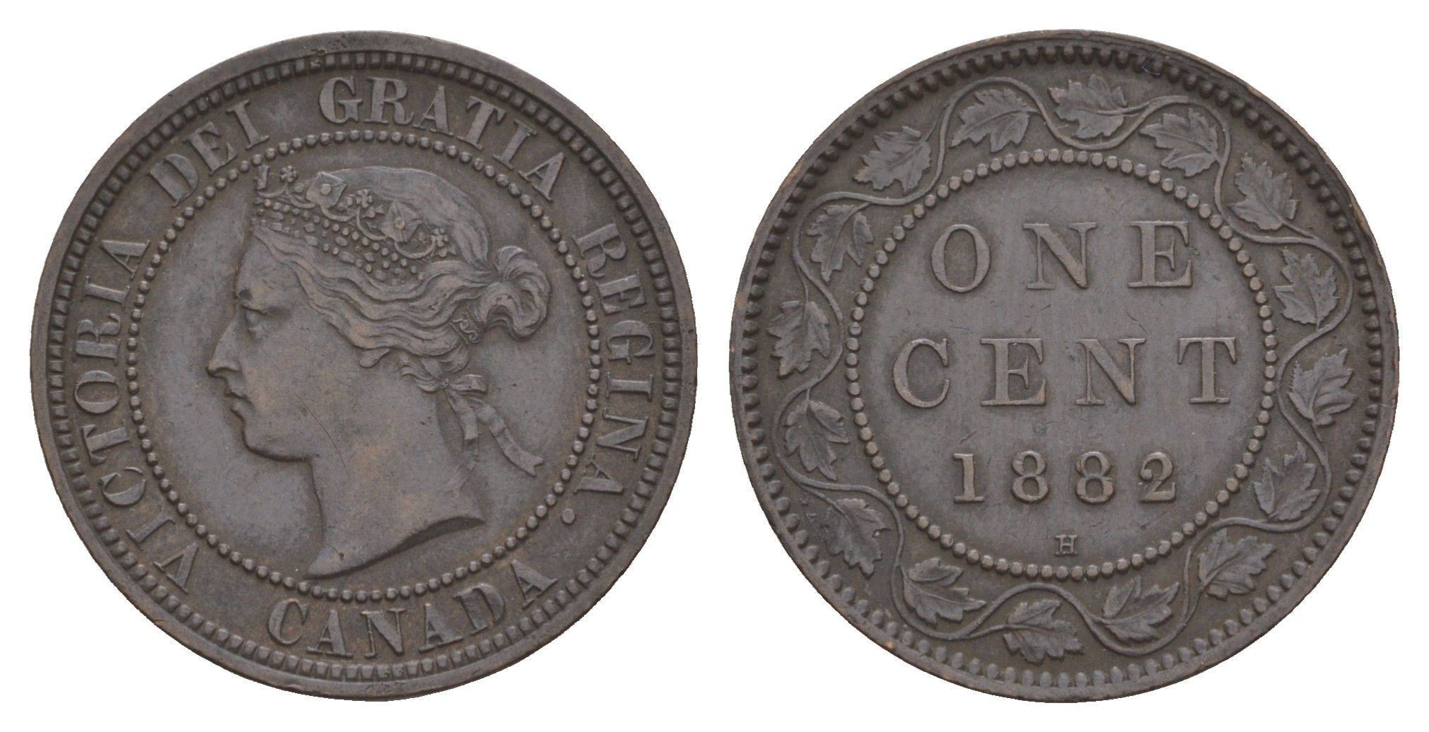 Канада 1 цент 1882 H, Виктория (1837-1901) KM 7 бронза 1518-1324