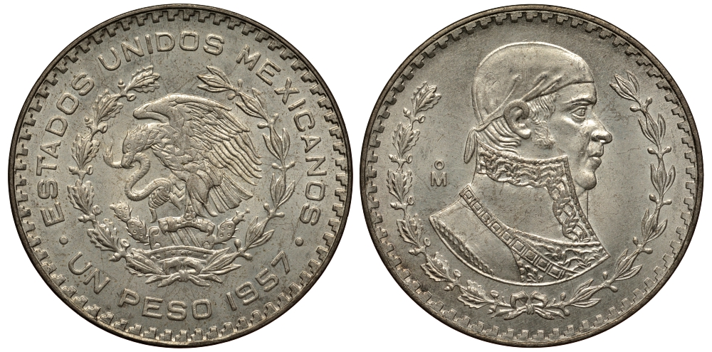 Мексика 1 песо 1957 Хосе Мария Морелос KM 459 серебро XF-UNC 107-635