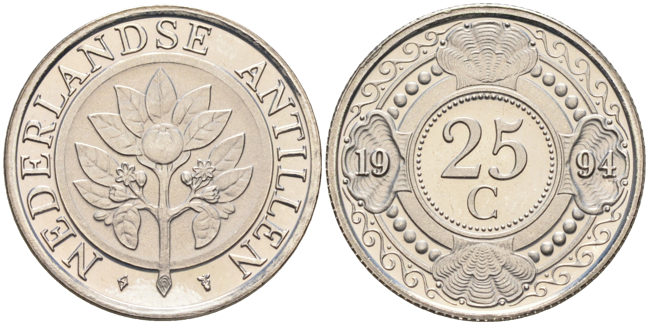 Нидерландские Антилы 25 центов 1994 Беатрикс (1980-2013) KM 35 сталь плакированная никелем 4169-424