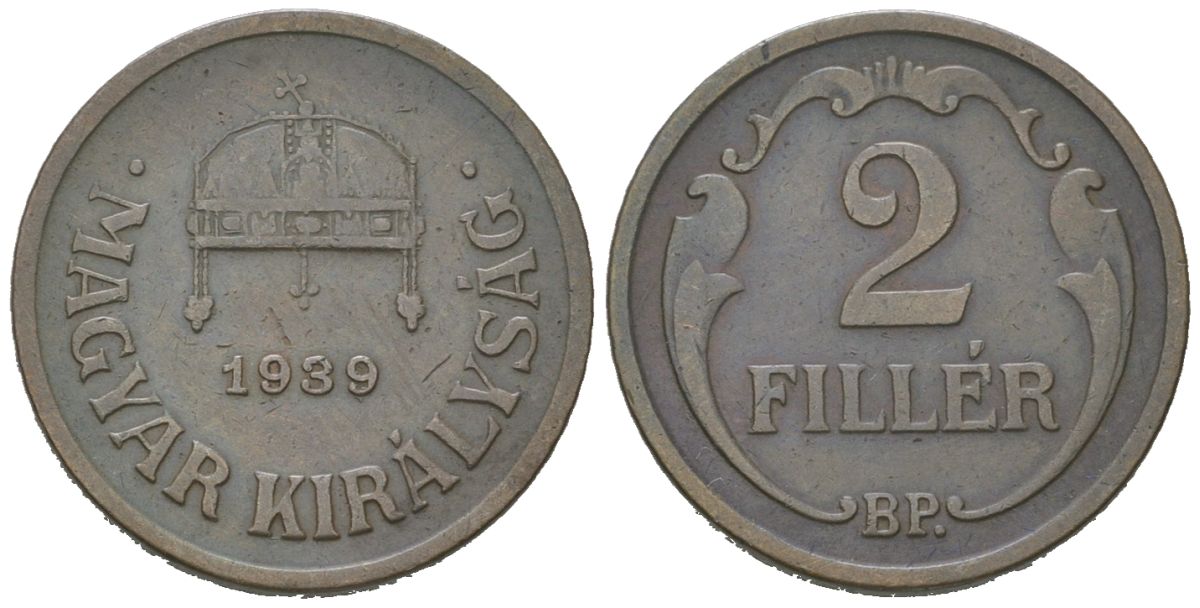 Венгрия 2 филлера 1939 BP KM 506 бронза 4115-447