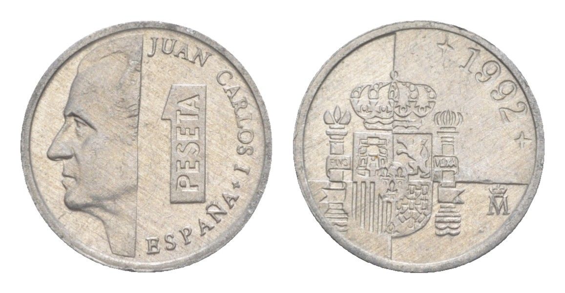 Испания 1 песета 1992 M, Хуан Карлос I (1975-2014) KM 832 алюминий 4623-1037
