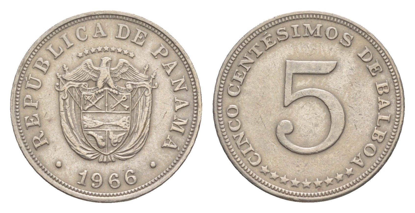 Панама 5 сентесимо 1966 KM 23.2 медно-никель 4643-1269