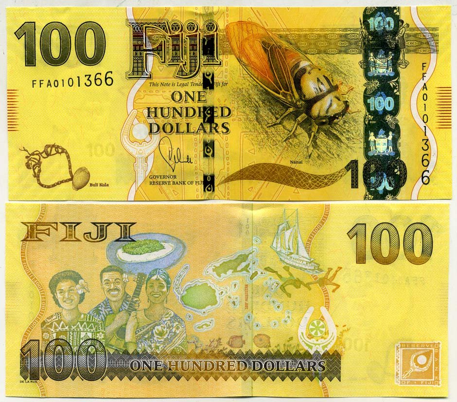 Фиджи 100 долларов 2012 (2013) пчела Pick 119 бумага UNC (пресс) 451-27-2