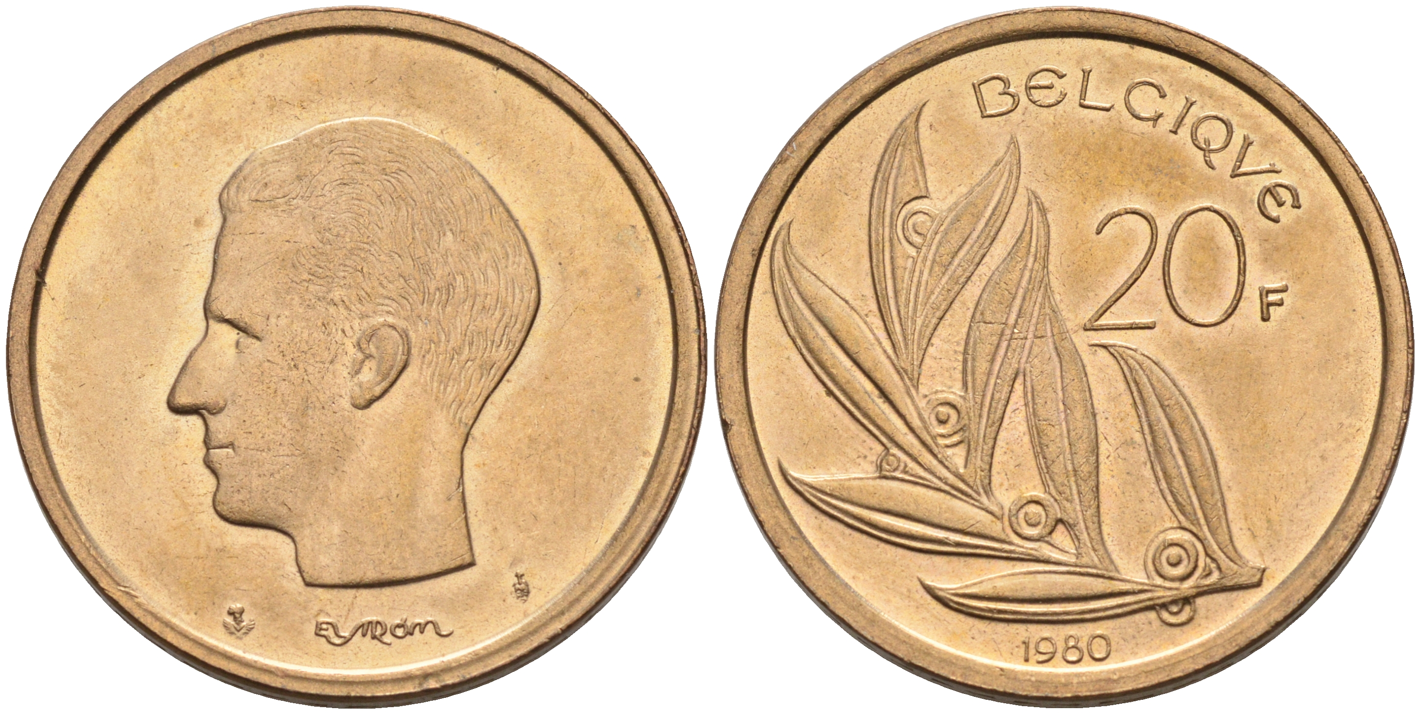 Бельгия 20 франков 1980 Belgique, Бодуэн I (1951-1993) KM 159 никель бронза    4595-623